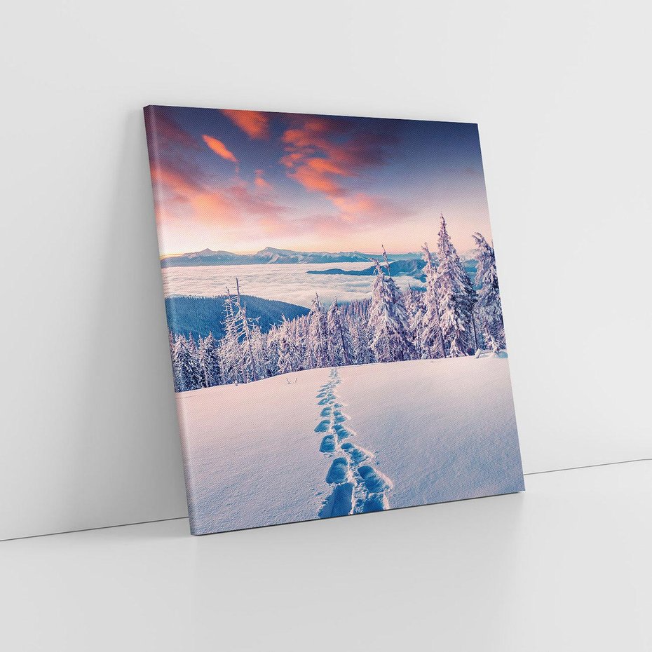 Obraz na płótnie 70x70 - Górska harmonia - zima, góry