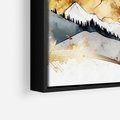 Obraz w ramie 70x100 - Złote Góry - akwarela, graficzne góry - rama czarna