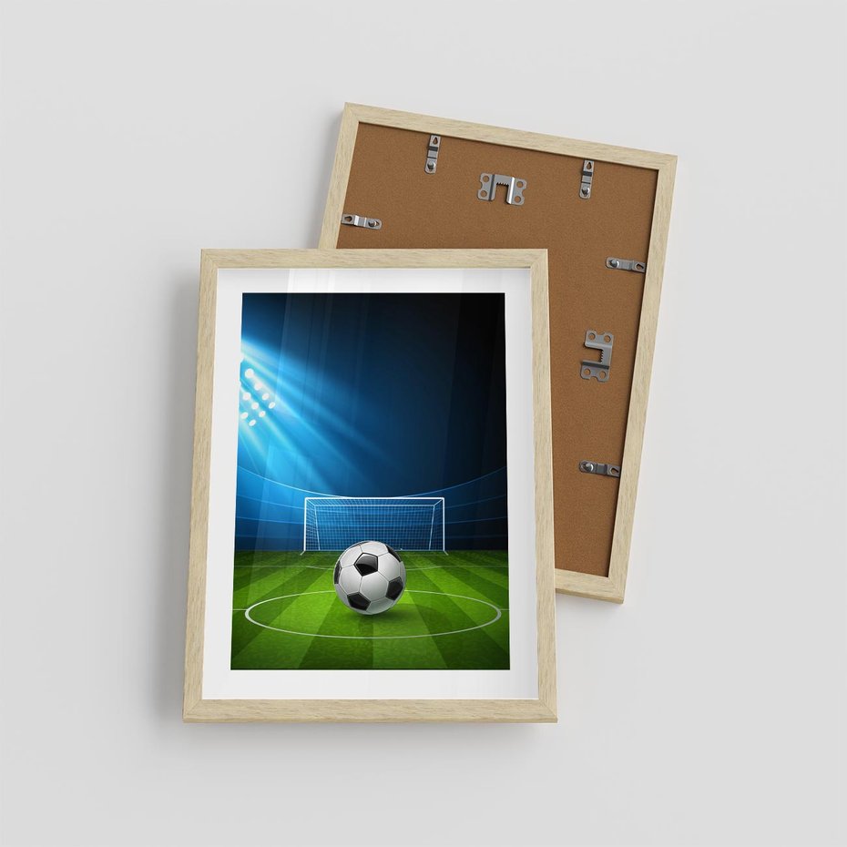 Plakat w ramie 30x40 - Piłkarska ekscytacja w momencie gola - piłka, nożna - rama drewno