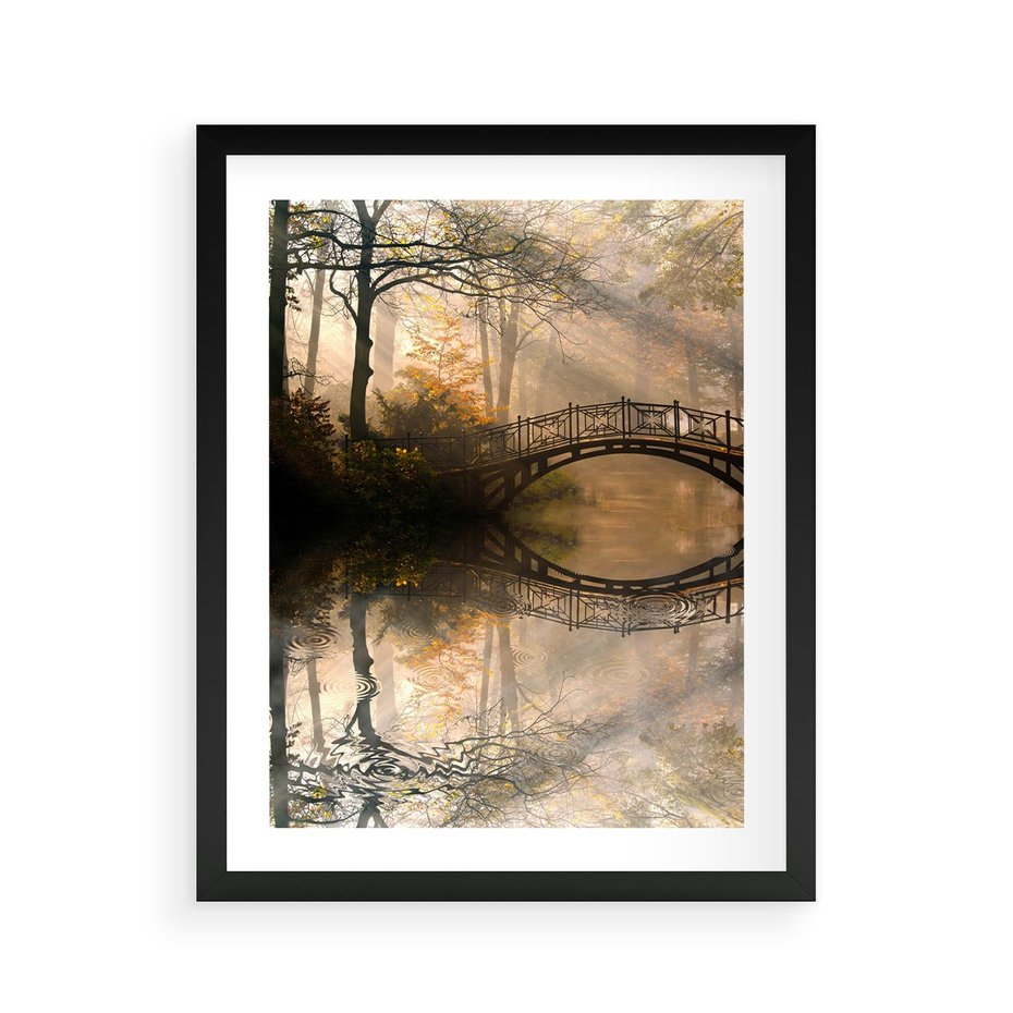 Plakat w ramie 40x50 - Romantyczny Mostek - mostek, romantyczny - rama czarna