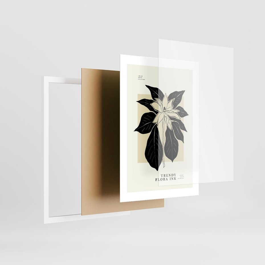 Plakat w ramie 30x40 - Melancholia przerywanych linii - wiaty, typografia - rama biała