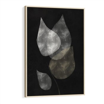 Obraz w ramie 50x70 - Mroczne Złudzenia - abstrakcyjne liście, mroczna atmosfera - rama drewno