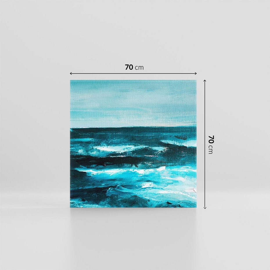 Obraz na płótnie 70x70 - Burza Nad Granatowym Oceanem - piękny marynistyczny obraz olejny, wzburzone ciemne morze