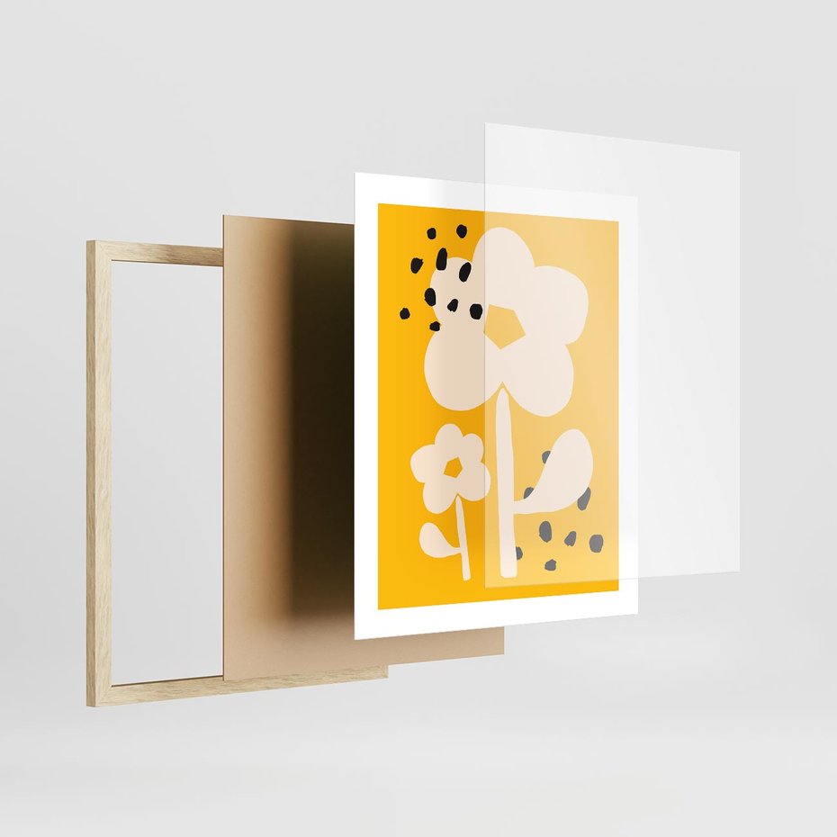 Plakat w ramie 40x50 - Bezgraniczne Impulsy - abstrakcyjny kwiat, plakat - rama drewno