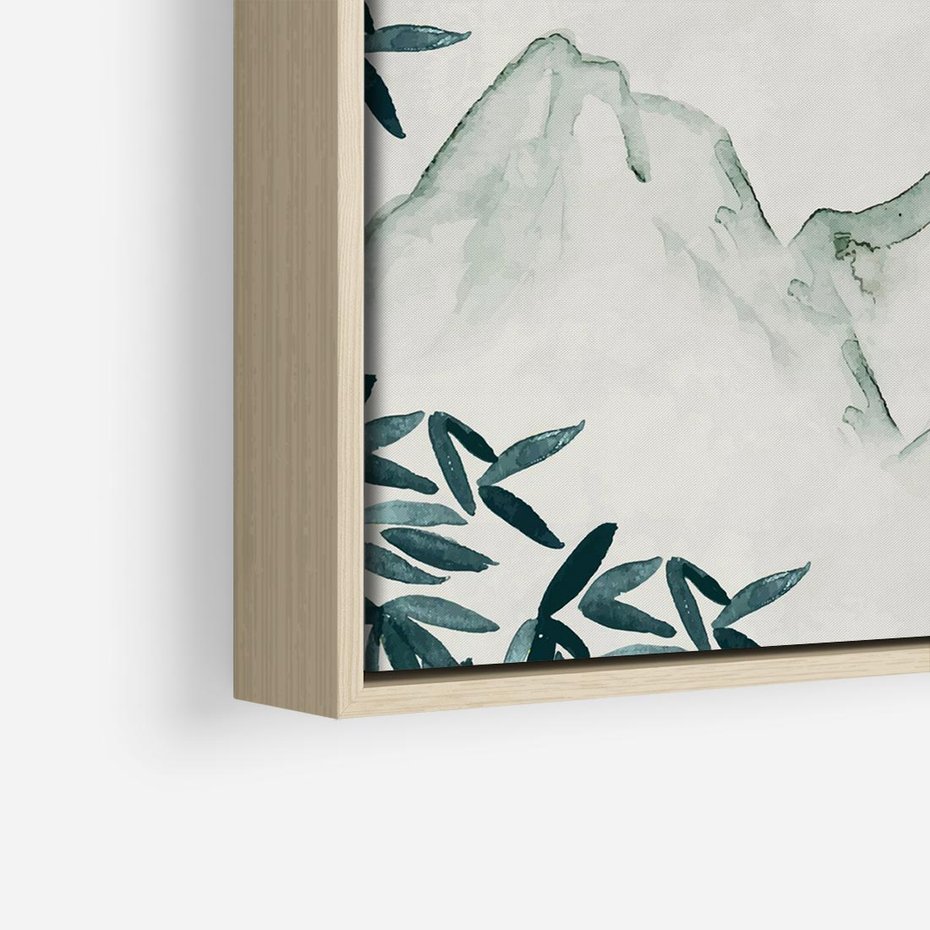 Obraz w ramie 80x80 - Słońce nad Górami - japoński krajobraz, góry - rama drewno