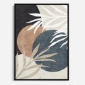 Obraz w ramie 70x100 - Symfonia skradzionych chwil - cienie liści palmy, beżowe tłó - rama czarna
