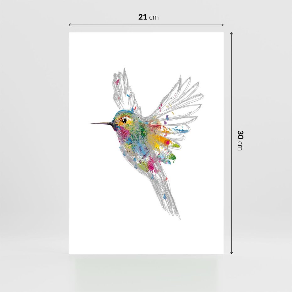 Plakat bez ramy 21x30 - Koliber w akwareli - akwarela, koliber