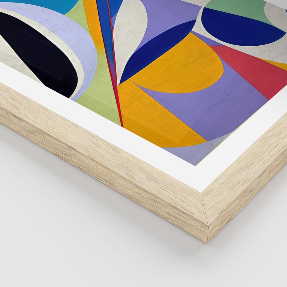 Plakat w ramie 40x50 - Kolorowe Przesunięcia Kształtów - abstrakcyjny obraz olejny, żywe kolory - rama drewno