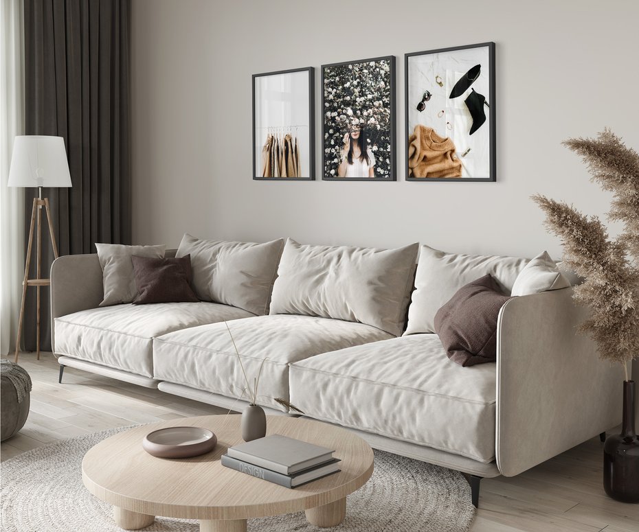 Zestaw obrazy w ramie 50x70 galeria - Moda, fashion, brąz, boho - rama czarna