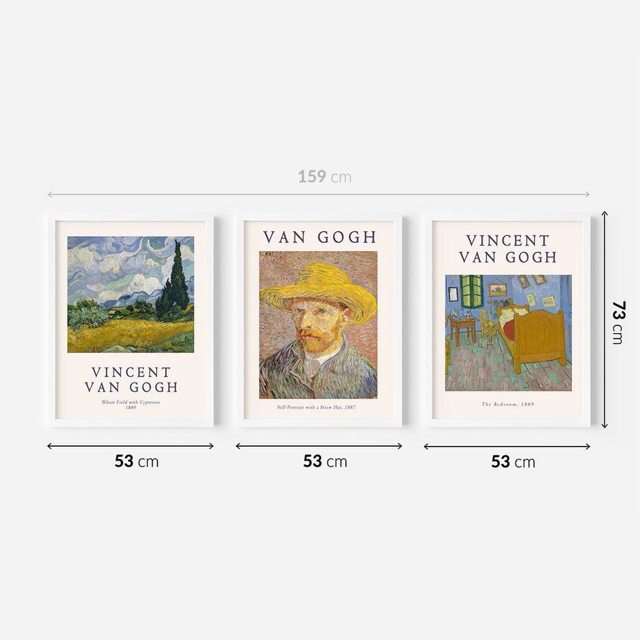 Zestaw obrazy w ramie 50x70 galeria - Van, Goghh, sztuka, obrazy, reprodukcje - rama biała