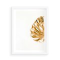 Plakat w ramie 50x70 - Przyjemność dla Oczu - złote, liście - rama biała