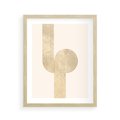 Plakat w ramie 40x50 - Podróżne Kształty - geometryczne linie w złotym kolorze, minimalizm - rama drewno