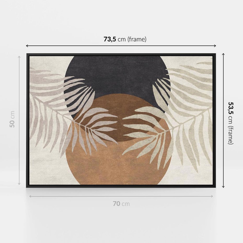 Obraz w ramie 70x50 - Kompozycje ukrytych myśli - symetria, dwa koła po środku - rama czarna