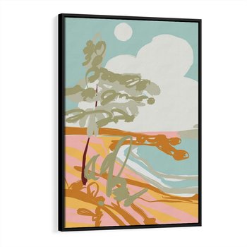 Obraz w ramie 50x70 - Spokojny Wiatr - pastelowy krajobraz, nowoczesny plakat - rama czarna