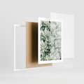 Plakat w ramie 30x40 - Liście w Jasnych Odcieniach Zielonego - liście, jasna zieleń fotografia - rama biała