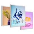Zestaw obrazy w ramie 30x40 galeria - Palmy, paprocie, liście, pastele - rama biała