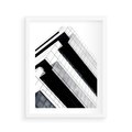 Plakat w ramie 40x50 - Nowoczesna Surowość: Wieżowiec na Czarno-Białej Grafice - architektura, wieżowiec - rama biała