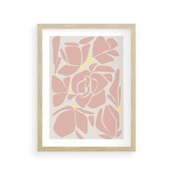 Plakat w ramie 40x50 - Rozplątane Akwarelowe Formy - abstrakcyjne boho kwiaty, kompozycja - rama drewno