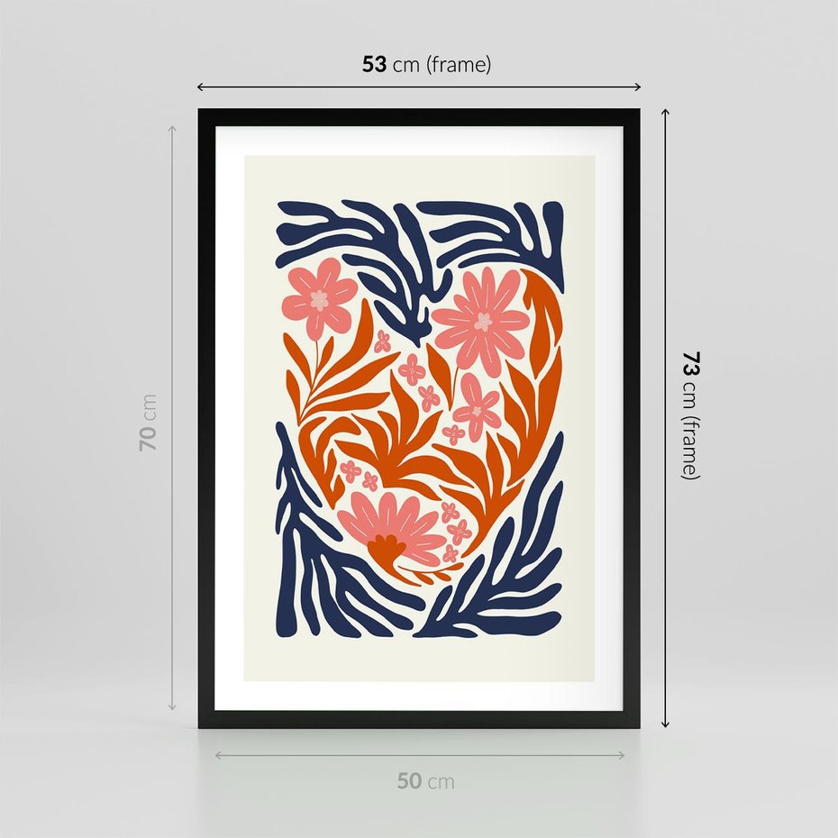Plakat w ramie 50x70 - Kwiatami Splecione - kwiaty, nowoczesny plakat - rama czarna
