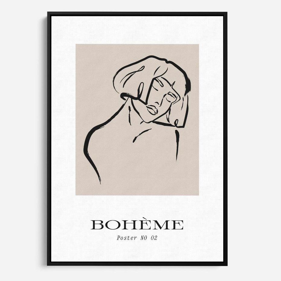 Obraz w ramie 70x100 - Echa Nieznanych Konturów - boho plakat, typografia - rama czarna