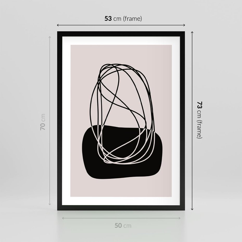Plakat w ramie 50x70 - Linie Eksploracji - abstrakcyjne szkicowane linie, minimalizm - rama czarna