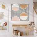 Obraz w ramie 80x80 - Przenikające Kształty - abstrkacyjna nowoczesna sztuka, koła okręgi - rama biała