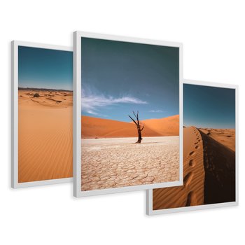 Zestaw obrazy w ramie 40x50 galeria - Pustynia, tryptyk, plakaty - rama biała