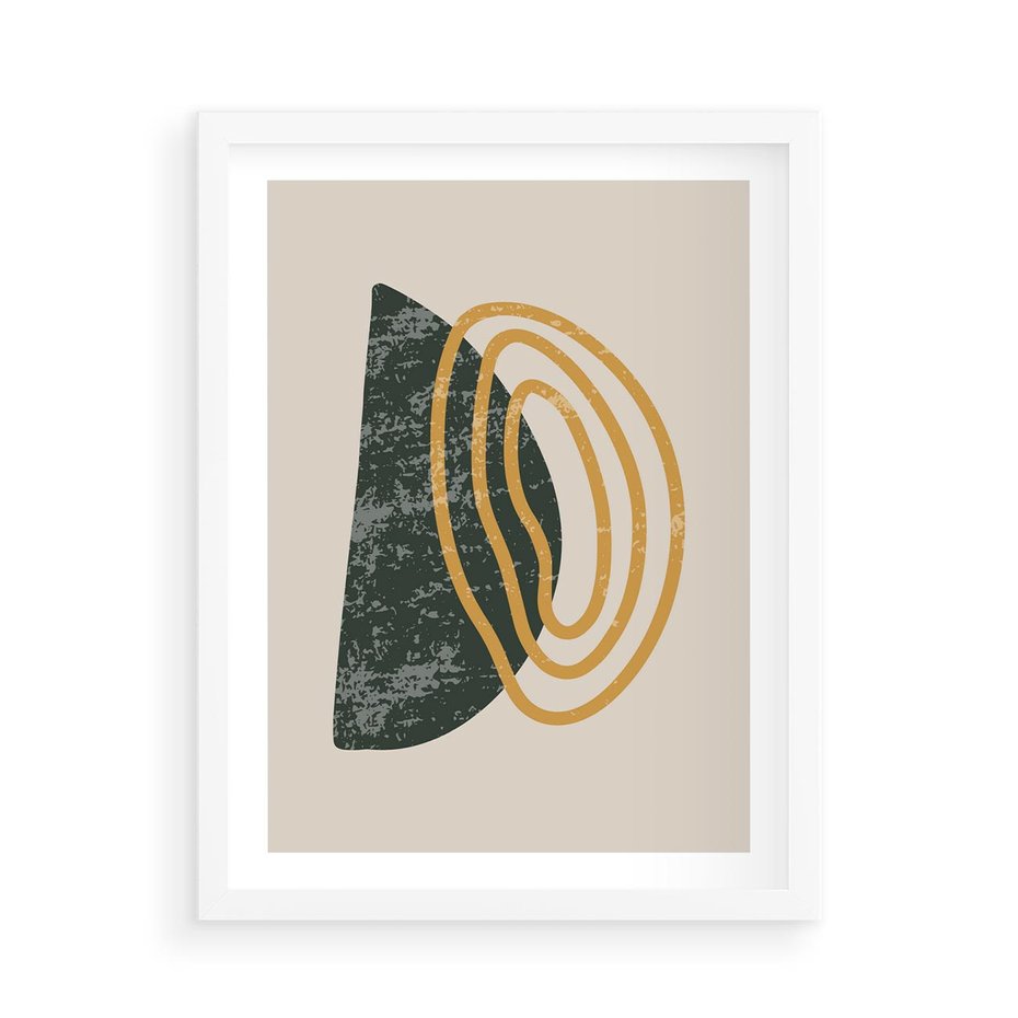 Plakat w ramie 50x70 - Nowoczesne Dialogi Materii - nowoczesny plakat, abstrakcyjne kształty - rama biała