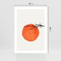 Plakat bez ramy 21x30 - Słońce i Gałązka - pomarańczowe słońce, gałązka