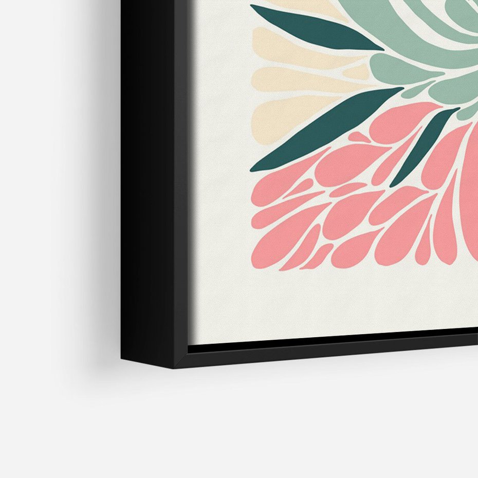 Obraz w ramie 50x70 - Rozbijające Barwy - abstrakcyjny pastelowy kwiat, wyrazista typografia - rama czarna