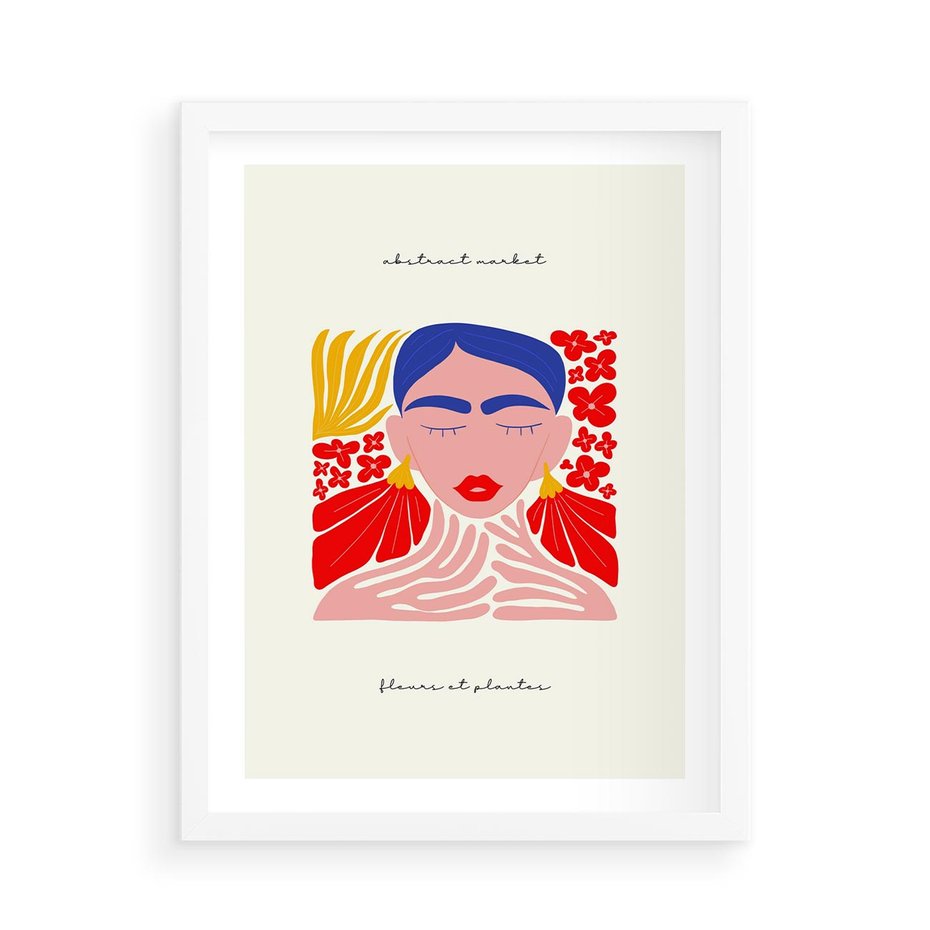 Plakat w ramie 50x70 - Bezgraniczne Rytmy - kobieta, sztuka abstrakcyjna - rama biała