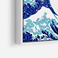 Obraz w ramie 50x50 - Fala Japandi - wielka fala w Kaganawie, obraz Hokusai - rama biała