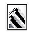 Plakat w ramie 40x50 - Nowoczesna Surowość: Wieżowiec na Czarno-Białej Grafice - architektura, wieżowiec - rama czarna