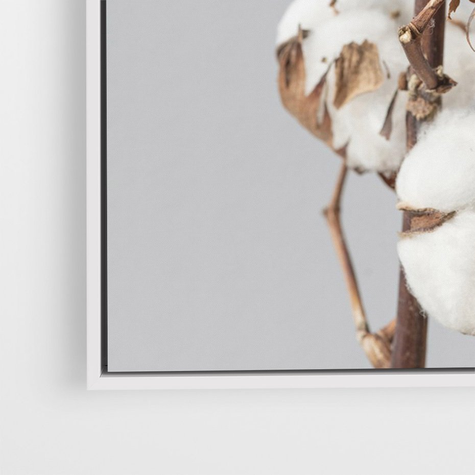 Obraz w ramie 80x120 - Bawełniana boho miękkość - bawełna, boho - rama biała