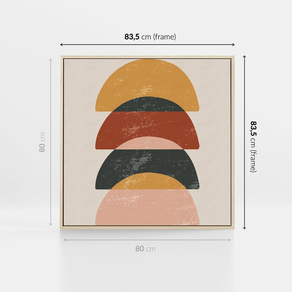 Obraz w ramie 80x80 - Energetyczne Wzory - nowoczesny plakat, abstrakcyjne kształty - rama drewno