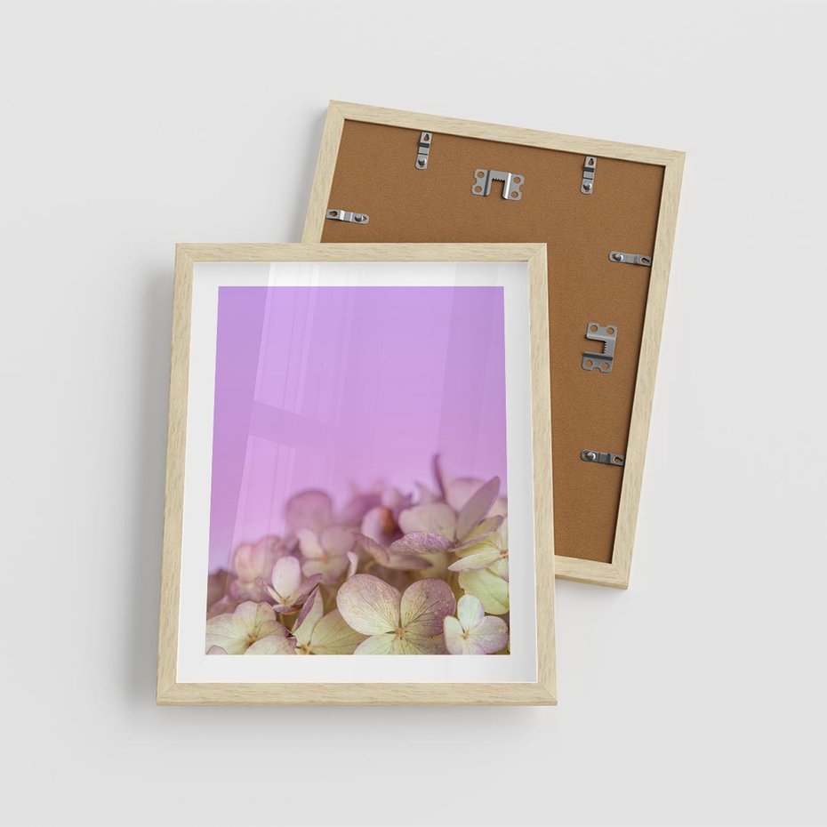 Plakat w ramie 40x50 - Kwiatowa Uroda - kwiaty, hortensje - rama drewno