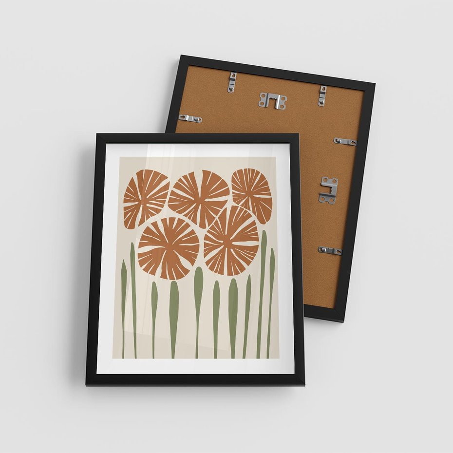 Plakat w ramie 40x50 - Akwarelowe Echa Przyrody - kwiaty, nowoczesny plakat - rama czarna