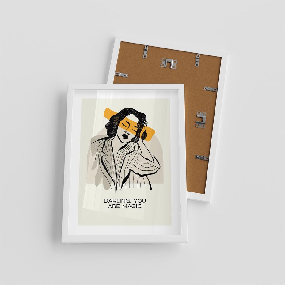 Plakat w ramie 30x40 - Sztuka Kobiecej Osobowości - nowoczesna grafika, kobieta - rama biała