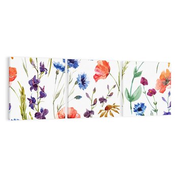 Obraz na płótnie 90x30 - Kwiatowe radości na łące - kwiaty, łączka