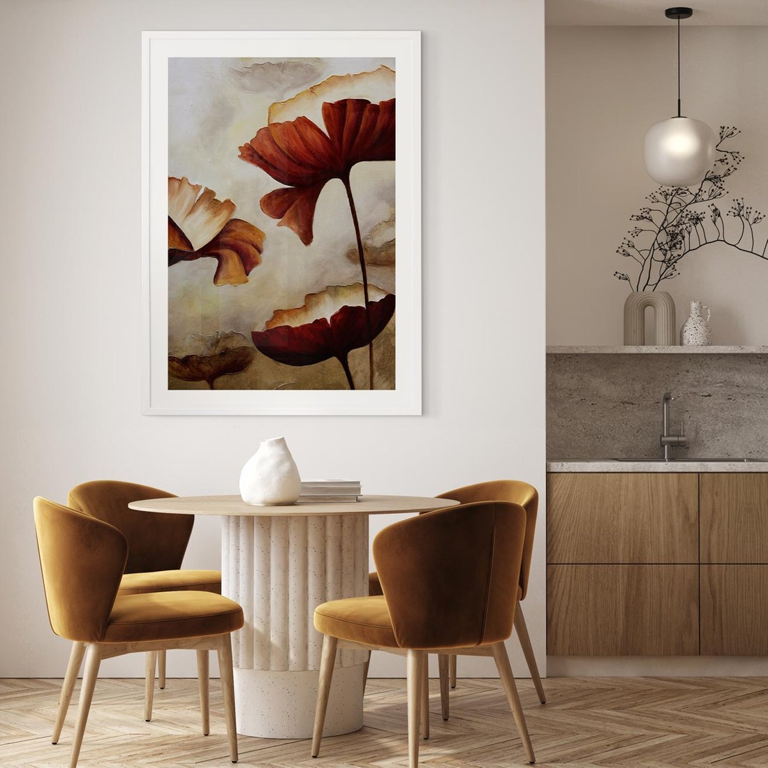 Plakat w ramie 30x40 - Sztuka Kwiatów - kwiaty, sztuka - rama biała