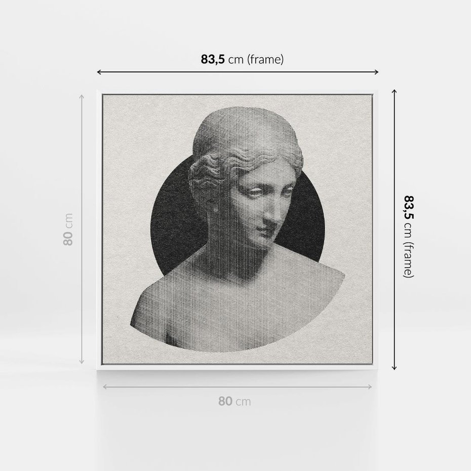 Obraz w ramie 80x80 - Sztuka Zeszłych Czasów - antyczna rzeźba kobiety, posąg - rama biała