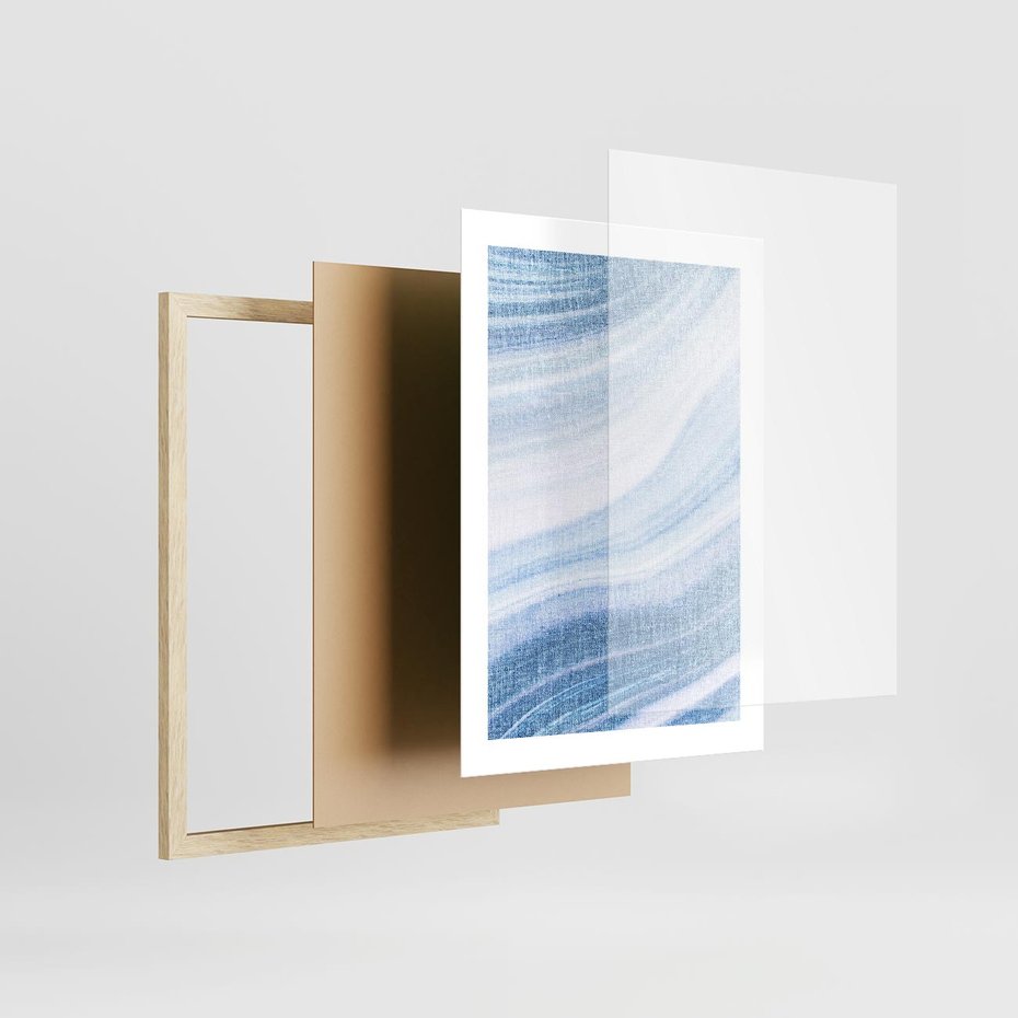 Plakat w ramie 30x40 - Abstrakcyjna akwarela - abstrakcja, akwarela - rama drewno