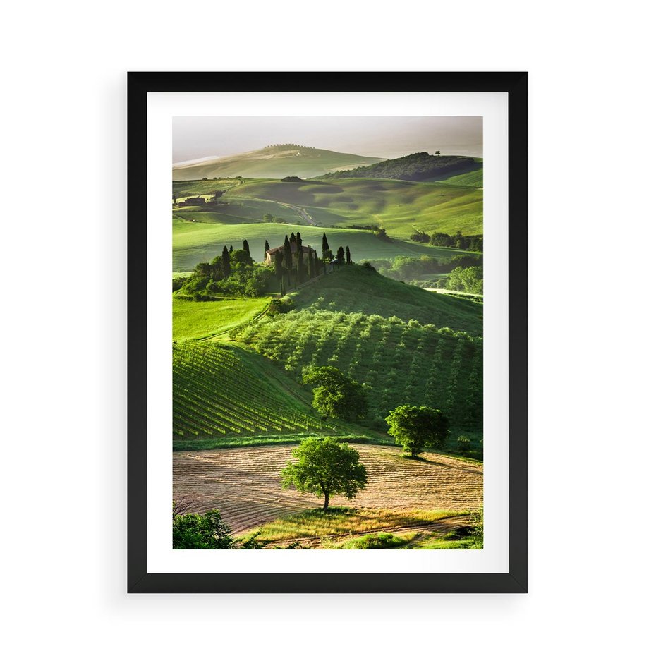 Plakat w ramie 50x70 - Pejzaż Widoczek - widoczek, pejzaż - rama czarna