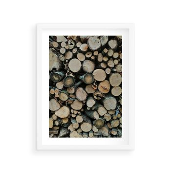 Plakat w ramie 30x40 - Bliskość Natury - drewno, las - rama biała
