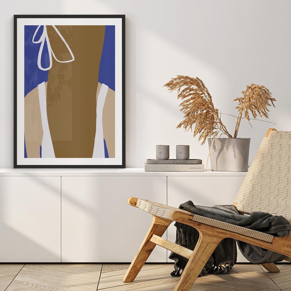 Plakat w ramie 50x70 - Kobieca Inspiracja - plakat retro, kobieta z kokardą - rama czarna