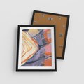 Plakat w ramie 40x50 - Pokreślony Świat - abstrakcyjne formy, odcienie pomarańczu i fioletu - rama czarna