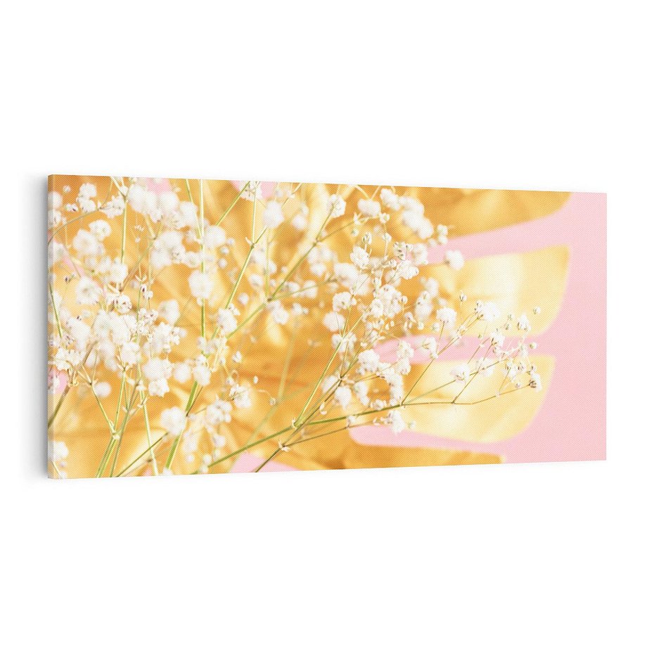 Obraz na płótnie 120x60 - : Elegancja w Złocie - złote, liście