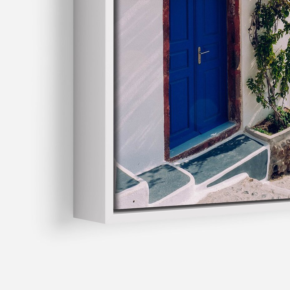 Obraz w ramie 80x120 - Urok Greckiej Wyspy - Santorini, Grecja - rama biała