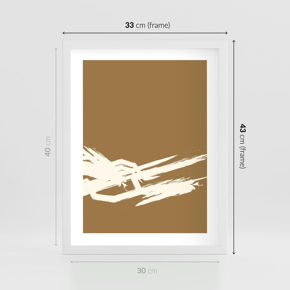 Plakat w ramie 30x40 - Taniec Energii - abstrakcyjne kreski, maźnięcia - rama biała