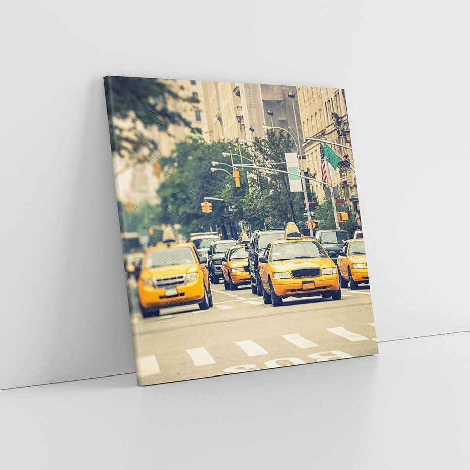 Obraz na płótnie 60x60 - Miasto Taksówek - taksówki, miasto